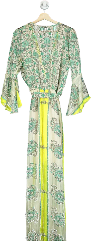 Trois Ka Multicolour Floral-Patterned Maxi Dress UK M Trendy Maxi Dress with Straps