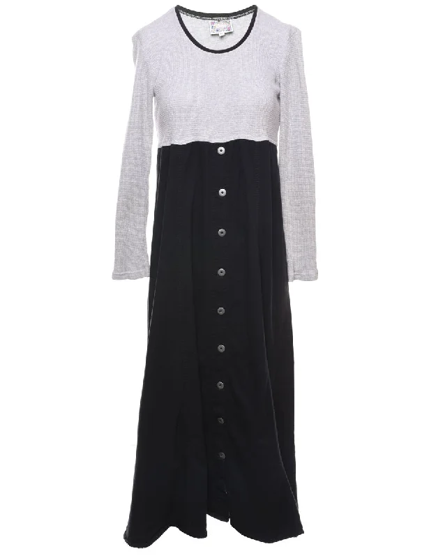 Two Tone Maxi Dress - M Fashionable Button-Down Maxi Dress