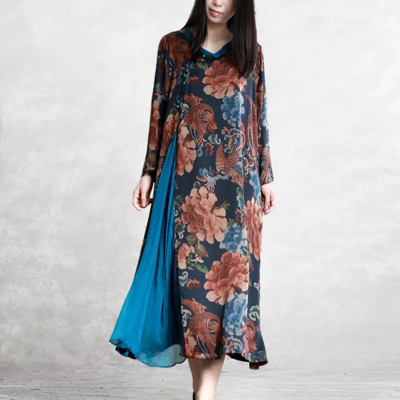 Unique Silk Long Shirts Organic Shape Black Blue Asymmetric Prints Maxi Dress Chic Sleeveless Maxi Dress Unique Silk Long Shirts Organic Shape Black Blue Asymmetric Prints Maxi Dress Chic Sleeveless Maxi Dress