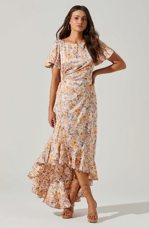 Veida Floral Cutout Midi Dress Elegant Floral Midi Dress