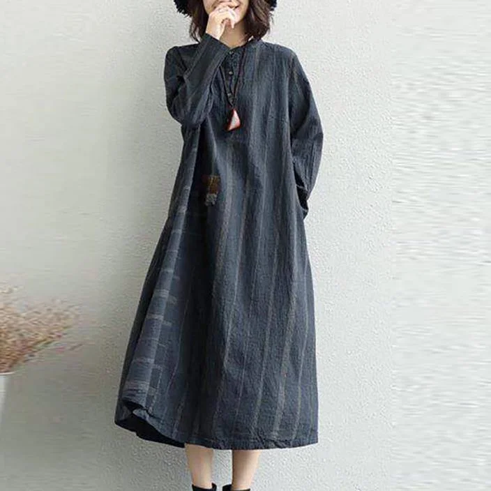 vintage black striped 2018 fall dress casual long sleeve gown 2018 loose waist maxi dresses Trendy Maxi Dress with Straps vintage black striped 2018 fall dress casual long sleeve gown 2018 loose waist maxi dresses Trendy Maxi Dress with Straps
