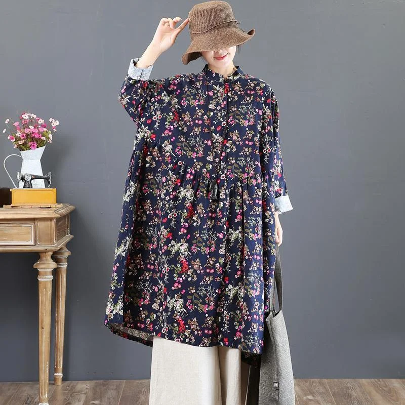 vintage blue cotton dresses oversize prints traveling dress New stand collar maxi dresses Elegant Floral Maxi Dress vintage blue cotton dresses oversize prints traveling dress New stand collar maxi dresses Elegant Floral Maxi Dress