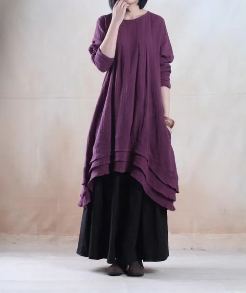 Violet purple long linen dress unique plus size maxi dress Comfortable Flowy Maxi Dress Violet purple long linen dress unique plus size maxi dress Comfortable Flowy Maxi Dress