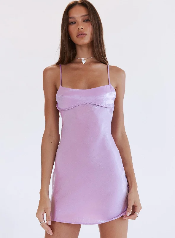 Violetta Mini Dress Purple Comfortable Shift Mini Dress