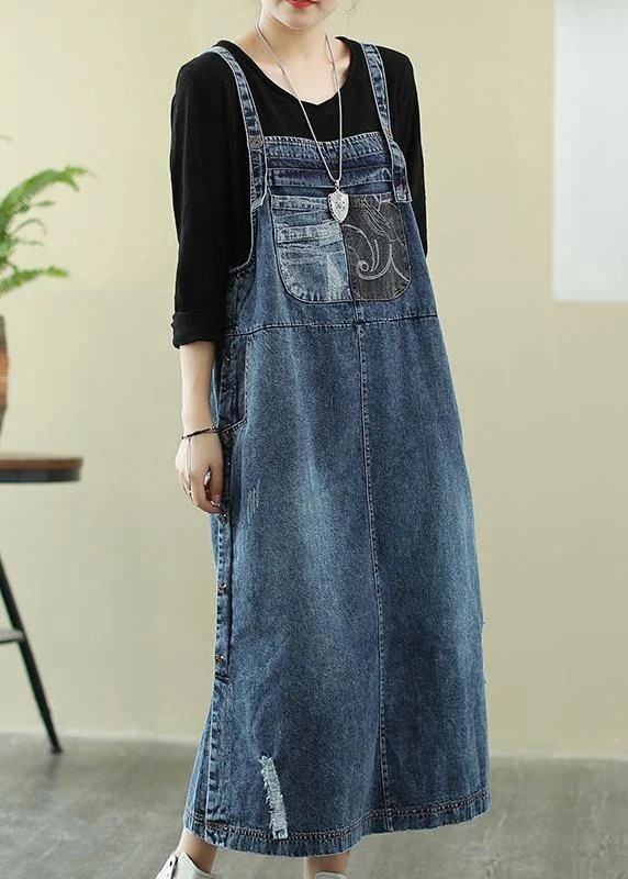 Vivid denim blue tunic dress Slash neck Hole Maxi Dress Cozy Spaghetti Strap Maxi Dress Vivid denim blue tunic dress Slash neck Hole Maxi Dress Cozy Spaghetti Strap Maxi Dress