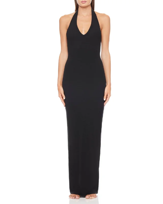 Halter Maxi Dress Stylish Long Sleeve Maxi Dress