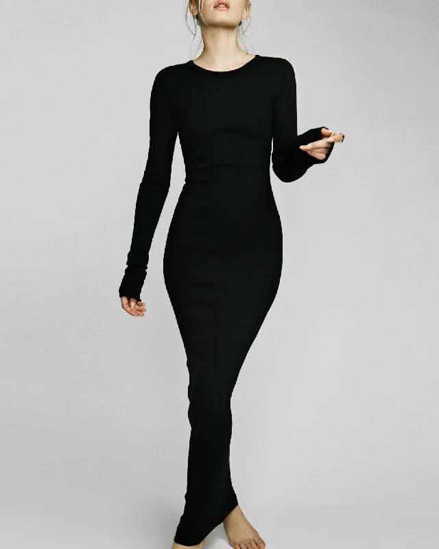 Long Sleeve Maxi Dress Cozy Cold-Shoulder Maxi Dress