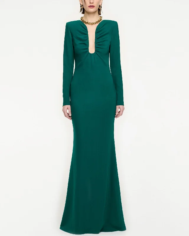 Long Sleeve Maxi Dress Elegant Silk Maxi Dress