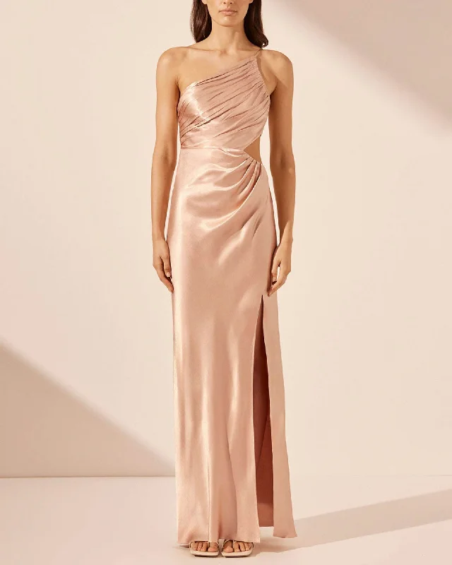 Asymmetrical Gathered Maxi Dress Stylish Maxi Dress with Frills