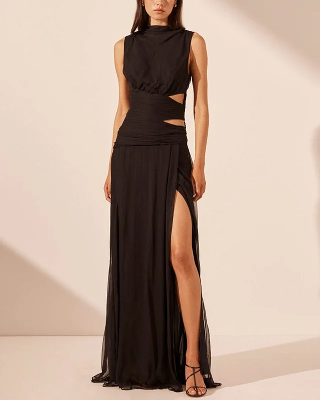 Claude Split Maxi Dress Stylish Button-Up Maxi Dress