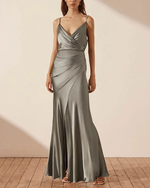 Draped Maxi Dress Fashionable Sheer Maxi Dress
