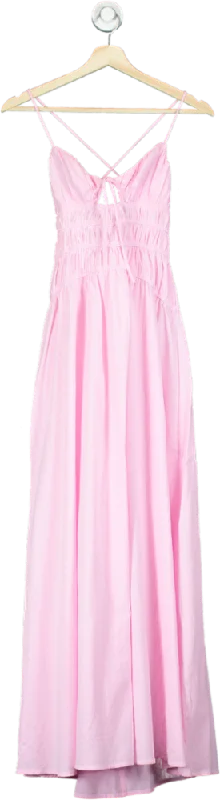 White Fox Pink Maxi Dress UK S Stylish Long Sleeve Maxi Dress