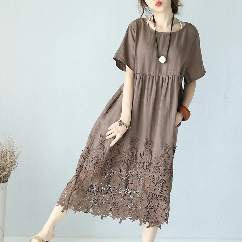 women khaki linen maxi dress Loose fitting O neck traveling dress women short sleeve baggy dresses Stylish Button-Up Maxi Dress women khaki linen maxi dress Loose fitting O neck traveling dress women short sleeve baggy dresses Stylish Button-Up Maxi Dress