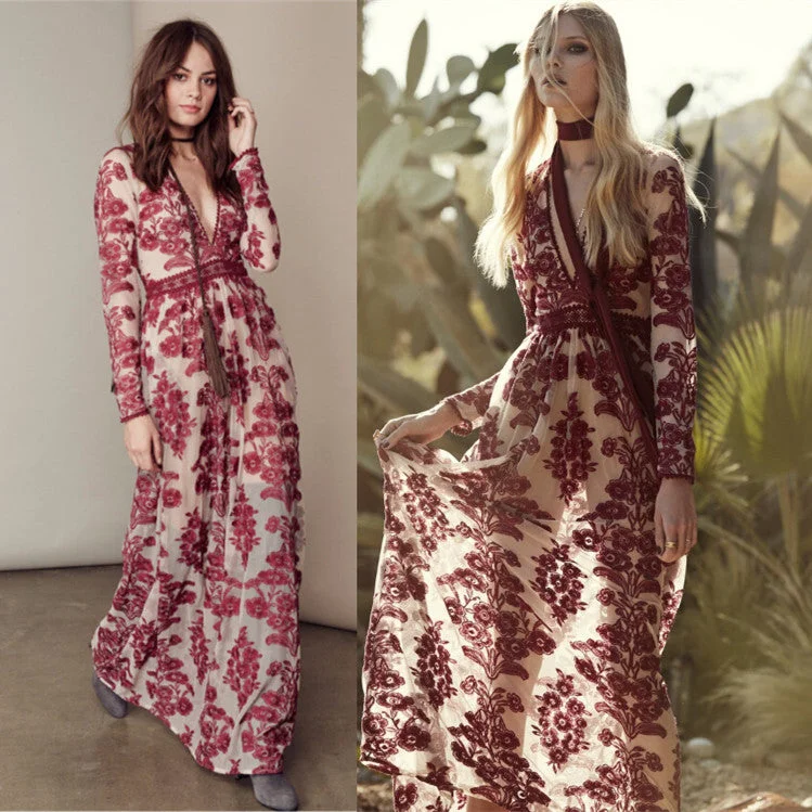 Women Love Temecula Maxi Dress In Wine Floral Embroidered Mesh Maxidress Summer See Through Deep V Neckline Sexy Beach dress Cozy Wrap Maxi Dress Women Love Temecula Maxi Dress In Wine Floral Embroidered Mesh Maxidress Summer See Through Deep V Neckline Sexy Beach dress Cozy Wrap Maxi Dress