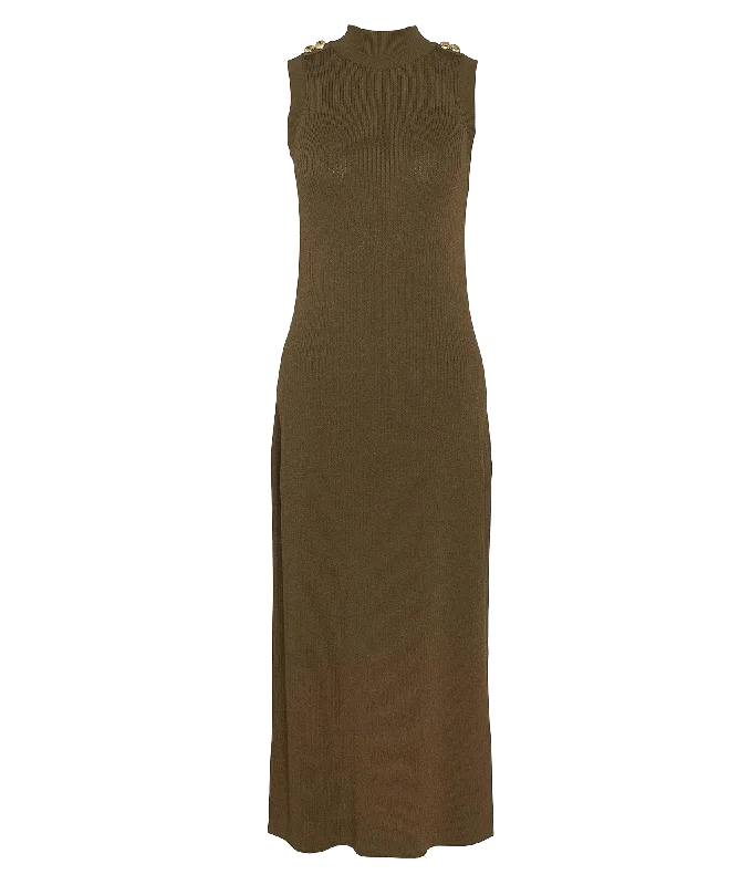 Milla Knitted Midi Dress - Green