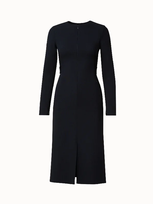 Wool Double-Face Midi Dress Trendy A-Line Midi Dress