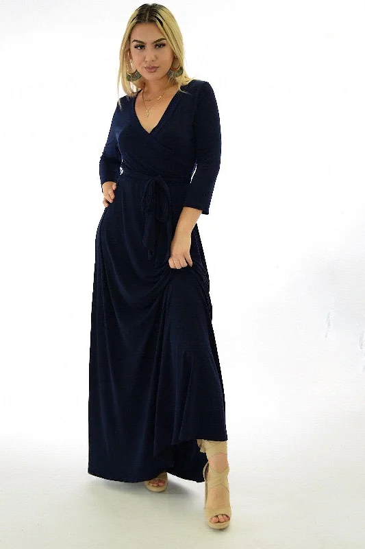 Angela, Front cross maxi dress with tie waist