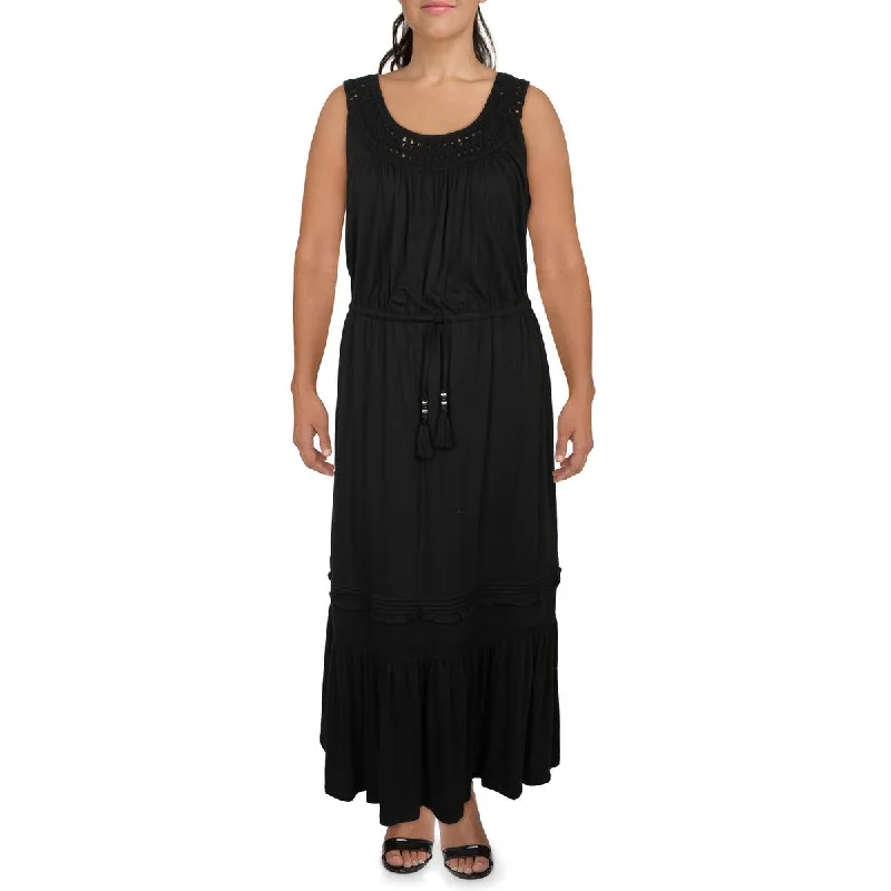 Lauren Ralph Lauren Womens Crochet Tiered Maxi Dress