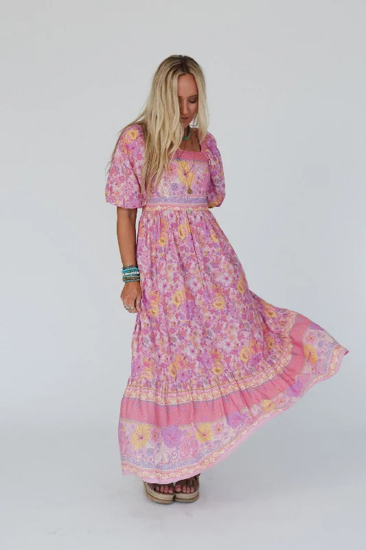 Shannon Border Print Maxi Dress - Pink