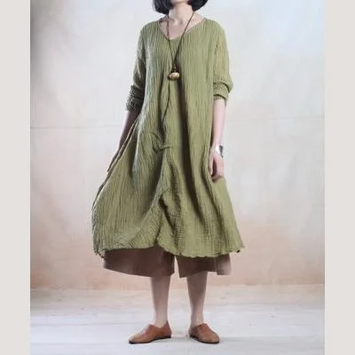 Tea green linen dress spring maxi dresses