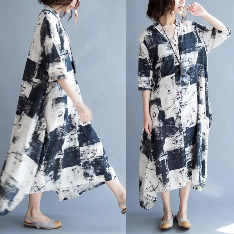 The old memeries faded photo linen maxi dresses plus size cotton dress