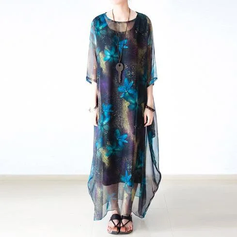 Two pieces flowy chiffon maxi dress plus size sundresses