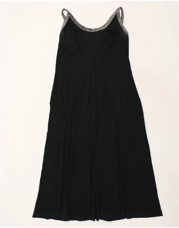 VINTAGE Womens See Through Maxi Dress UK 10 Small Black