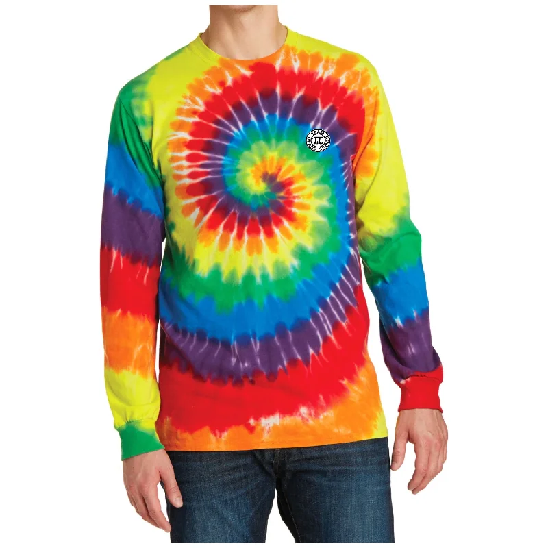 Adult Unisex Tie Dye Genius Logo Long Sleeve T-Shirt Hooded Caped Shawl Collar