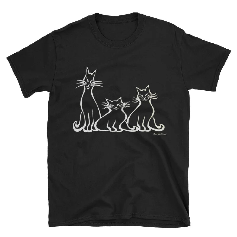 ARISTOCATS Black Short-Sleeve Unisex T-Shirt Lace Blend Ribbed Blend Corduroy Blend
