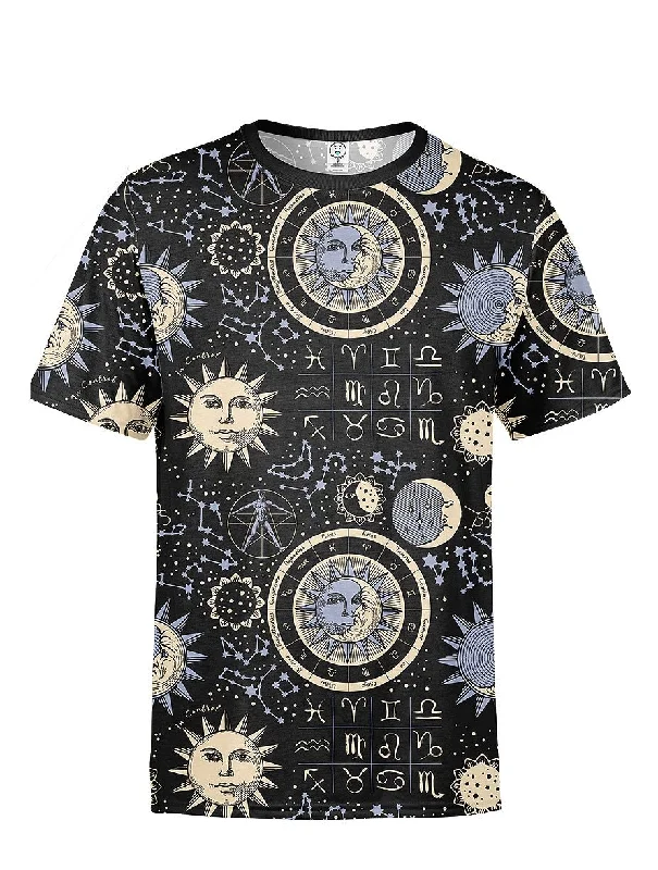 Astrology Zodiac All Over Printed T-Shirt Solid Color Striped Floral