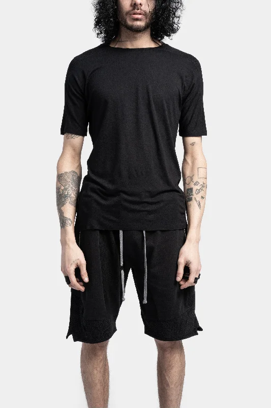 Bamboo Jersey T-Shirt, Black V-Neck T-Shirt Long Sleeve Cotton