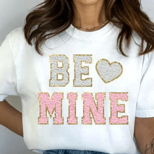 Be Mine Faux Patch T-Shirt Welt Pockets Slit Pockets
