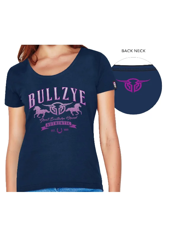 Bullzye Ladies Great Southern Crew Neck Tee - Navy - On Sale Collared T-Shirt Boat Neck A-Line Bullzye Ladies Great Southern Crew Neck Tee - Navy - On Sale Collared T-Shirt Boat Neck A-Line