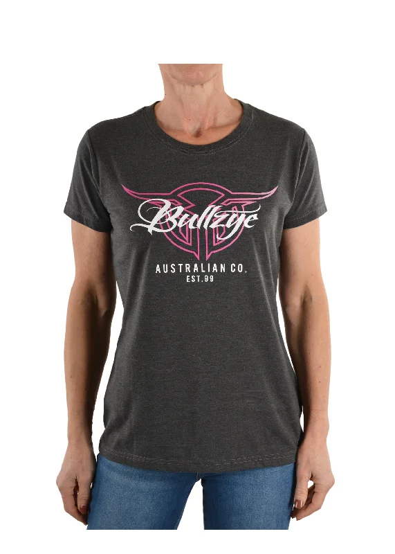 Bullzye Ladies Logo Fade Crew Neck Tee - B1S2503089 Thin T-Shirt Open Front Quick Dry