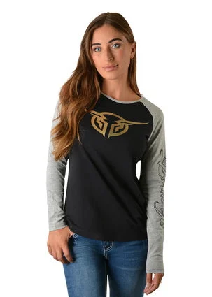 Bullzye Ladies Bullring L/S Raglan Tee- B2W2506149 Cotton Fabric Linen Fabric Terry Fabric Bullzye Ladies Bullring L/S Raglan Tee- B2W2506149 Cotton Fabric Linen Fabric Terry Fabric