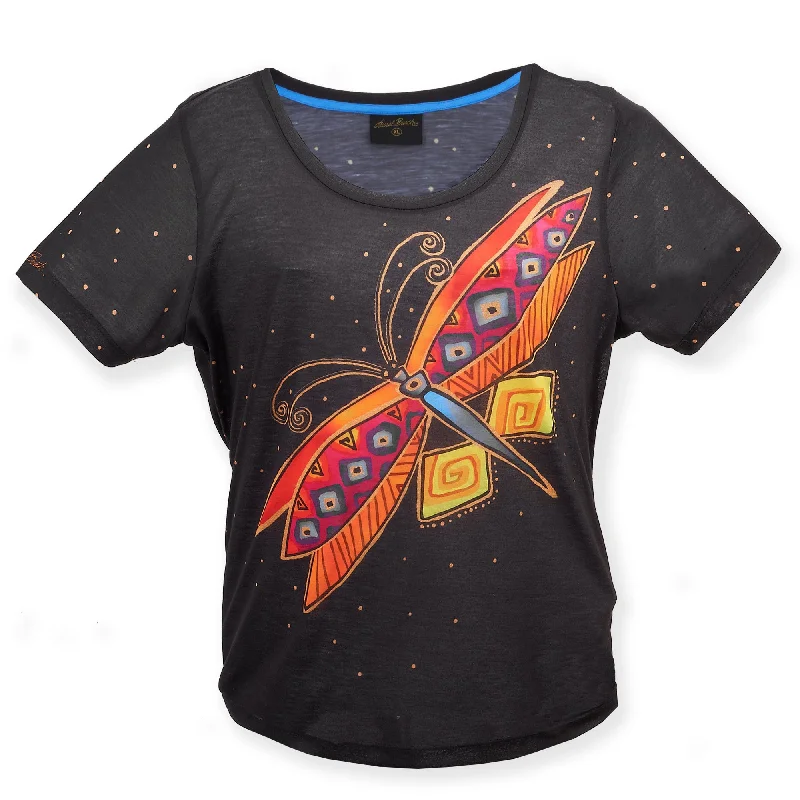 Dragonfly Women's T-Shirt Zippered Front Buttoned Front Snap Front