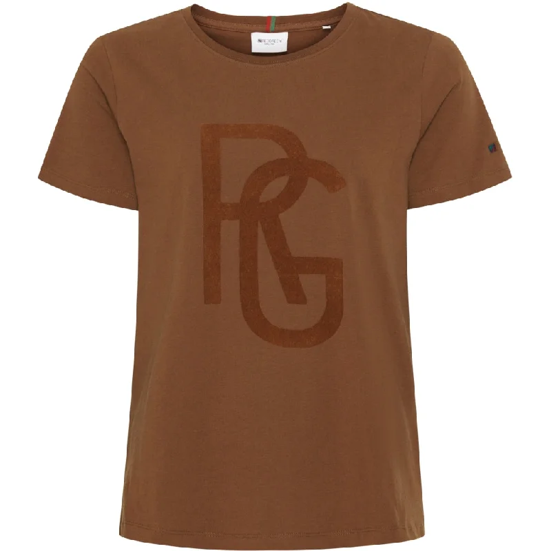 Carla SS T-shirt - Light Brown Cotton Fabric Linen Fabric Terry Fabric