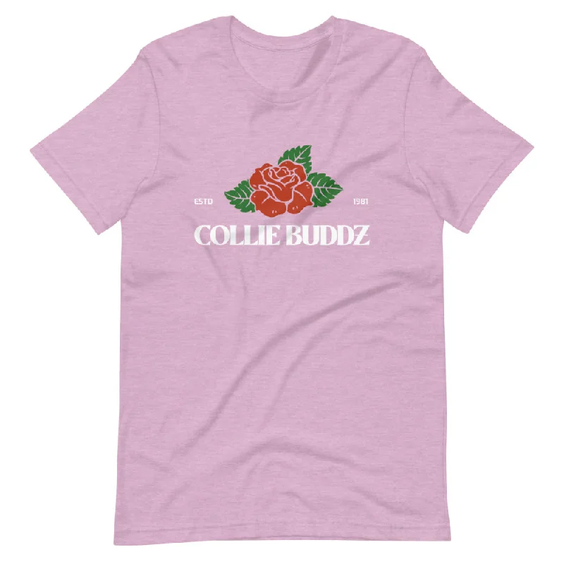 Collie Buddz Rose Short-Sleeve Unisex T-Shirt (Pink) Embroidered Appliqued Beaded