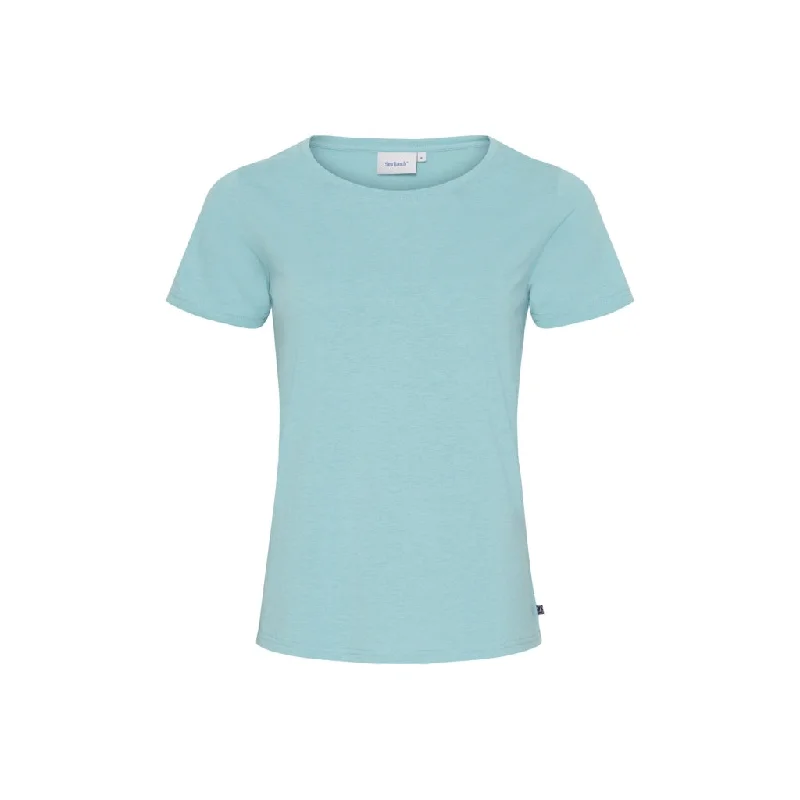 Cosima Organic Cotton Tee - Aqua Blue Fitted T-Shirt Seamless Stretchy