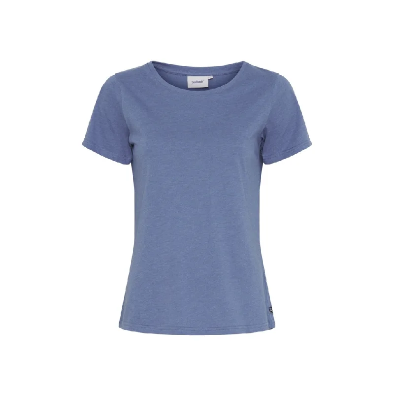 Cosima Organic Cotton Tee - Federal Blue Houndstooth Herringbone Solid