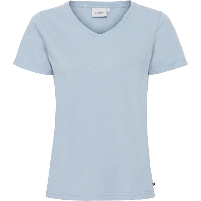 Dorthea Organic Cotton V-Neck tee - Powder Blue Chenille Blend Fleece Blend Nylon Blend Dorthea Organic Cotton V-Neck tee - Powder Blue Chenille Blend Fleece Blend Nylon Blend