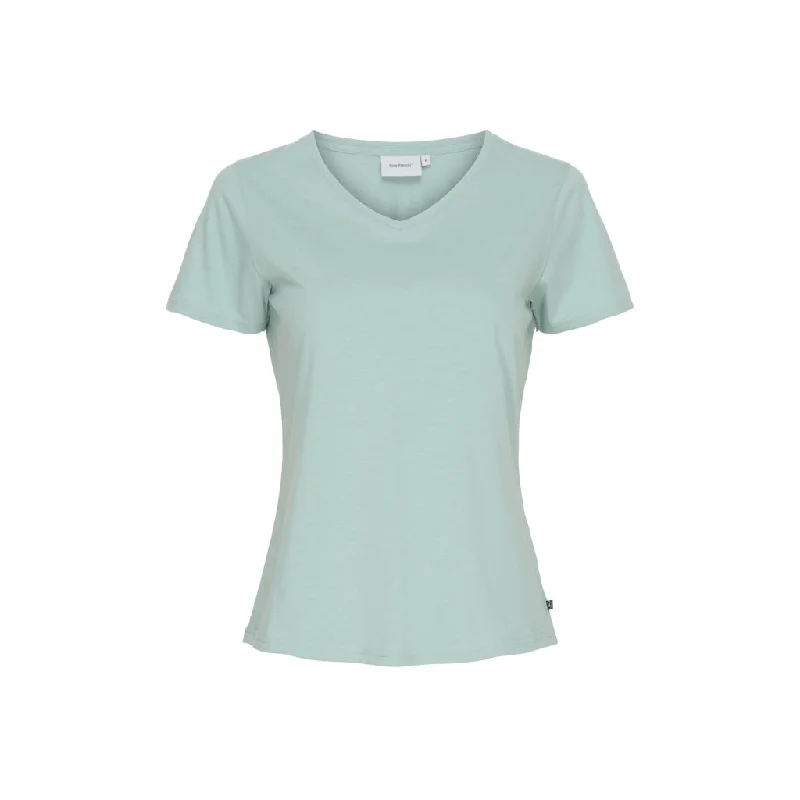 Dorthea Organic Cotton V-Neck tee - Blue Surf Knit Fabric Woven Fabric Fleece Fabric Dorthea Organic Cotton V-Neck tee - Blue Surf Knit Fabric Woven Fabric Fleece Fabric