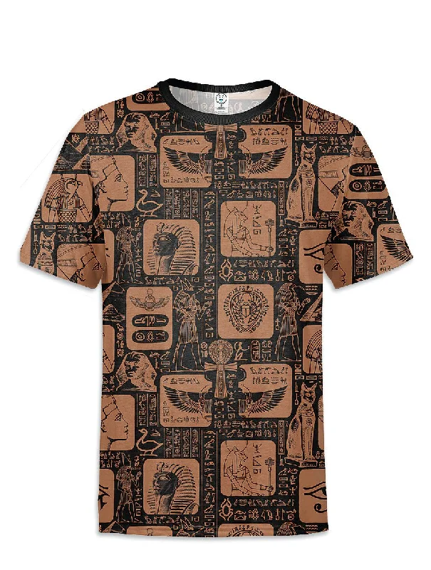Egypt Hieroglyphics All Over Printed T-Shirt Rayon Velvet Corduroy