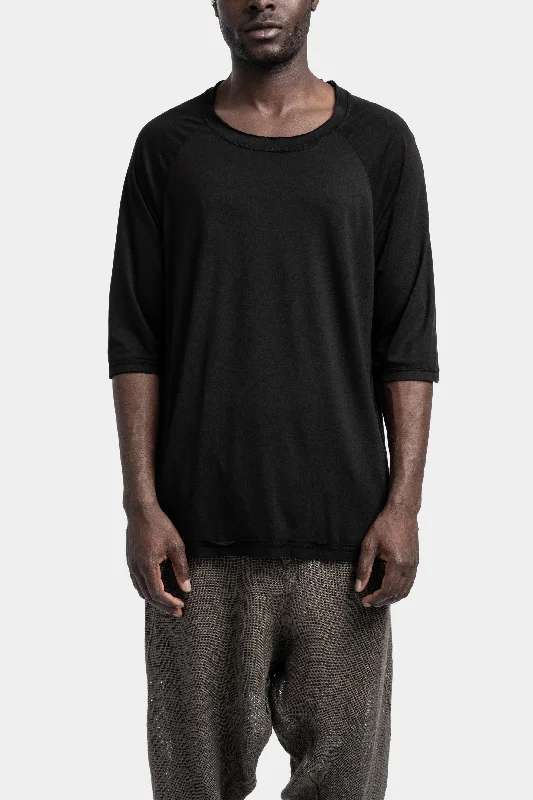 Extended sleeve raglan t-shirt, Black Chenille Brocade Lace