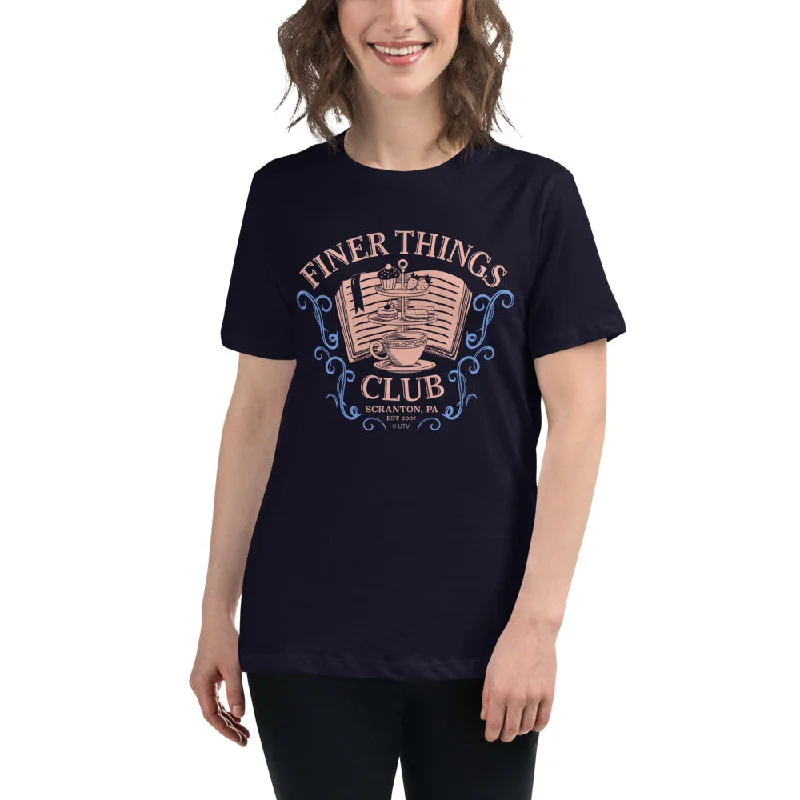 Finer Things Club Women's Relaxed T-Shirt Solid Color Striped Floral