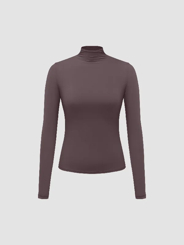 Women's Turtleneck Top Long Sleeve T-Shirt Print Jacquard Patchwork