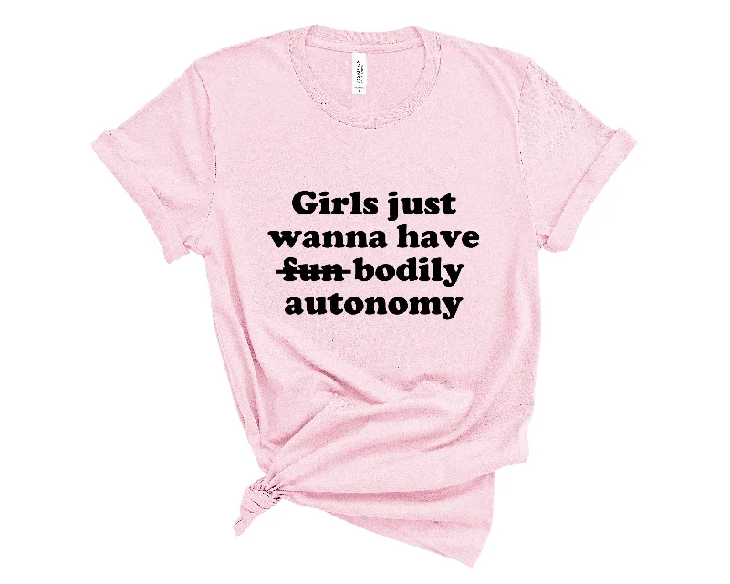Girls Just Wanna Have Bodily Autonomy T-Shirt Real Fur Shearling Chenille