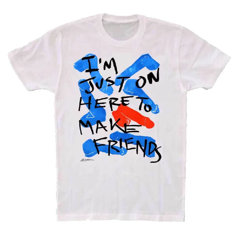 Here to Make Friends Short Sleeve T-Shirt Rayon Velvet Corduroy