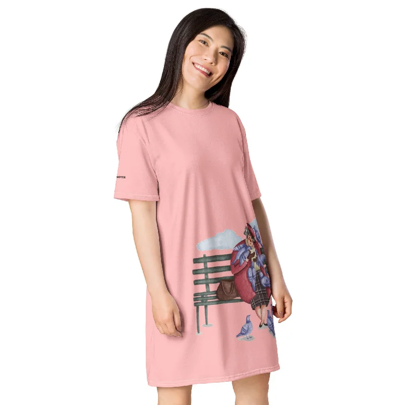 KINDNESS Women's T-Shirt Dress Notch Collar Peter Pan Collar Cowl Neck