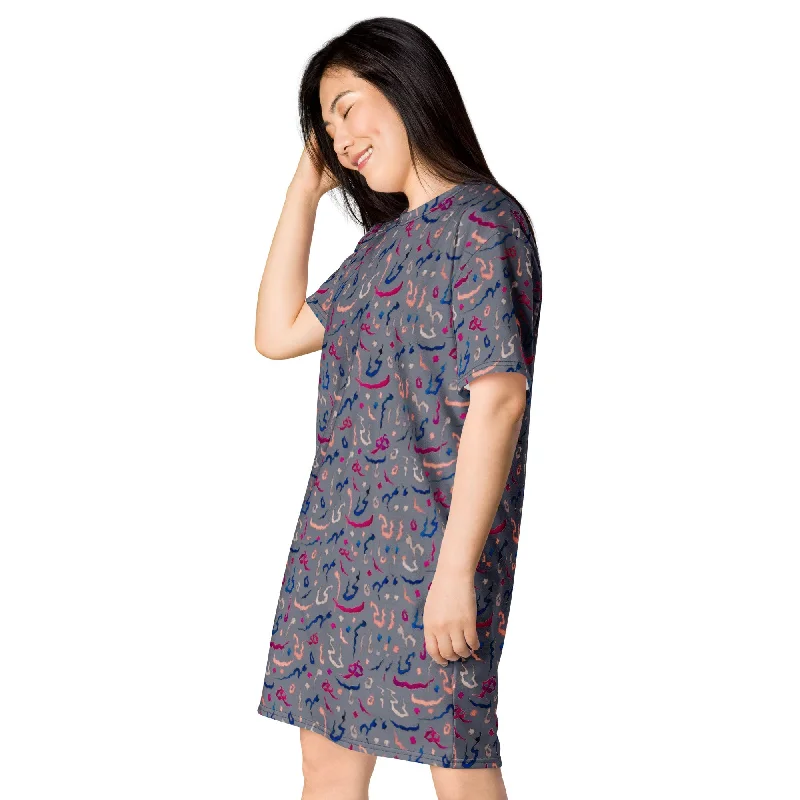KINDNESS Women's T-Shirt Dress Polka Dot Checkered Tartan